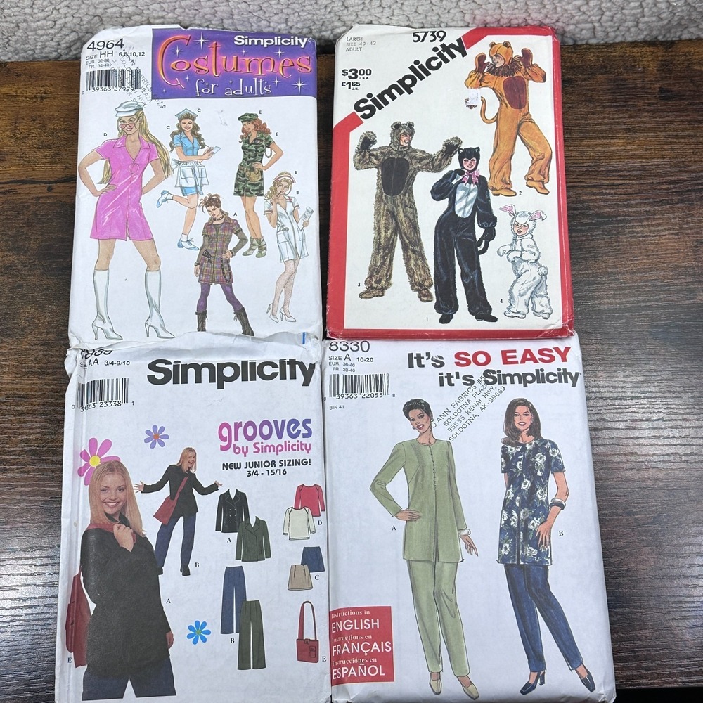 Vtg 80s Retro Sewing Patterns Lot Of 4 Assorted Simplicity Costumes Grooves Easy